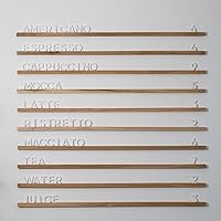 Inko Horeca - Wooden Wall Menu Board - Set of 10 Regular Rails - Changeable Letter Board - Floating Letter Shelf Menu - Letter Display Wall Ledge Shelf - 400 Letter set (Oaken Rails + White Letters)
