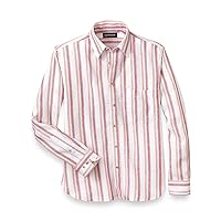 Paul Fredrick Men's Slim Fit Linen Stripe Casual Shirt