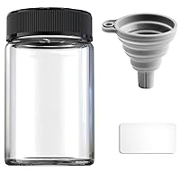 Glass Sample Vials,Wide Mouth Glass Bottle Boro 3.3 with Black Cap for laboratory,reagents bottle,leaf teas, spices,herbs, medication,paint,DIY Craft vials with sticker & Funnel (47mm 90ml 4pcs)