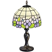 7CDXD Stained Glass Lamp, Small Vintage Table Lamp with Handcraft Stained Glass Lampshade and Metal Base for Decorate Bedroom Living Room Study Office Bar