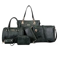 Women Ladies 6 Pcs Handbag Set PU Leather Hobo Top Handle Tote Satchel Crossbody Shoulder Bag and Purse Clutch