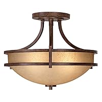 Oak Valley Collection Rustic Farmhouse Ceiling Light Semi Flush Mount Fixture Bronze 18