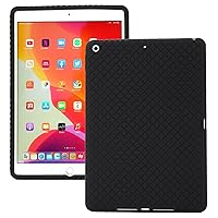 iPad 10.2 in Silicone Back Case Cover, Anti Slip Rubber Protective Skin Soft Bumper for Apple iPad 9th (2021)/8th (2020)/7th (2019) Gen, Kids Friendly/Lightweight/Ultra Slim/Shockproof (Black)