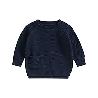 VISGOGO Toddler Baby Girl Boy Sweater Long Sleeve Solid Color Fall Winter Warm Knit Pullover Gender Neutral Infant Clothes