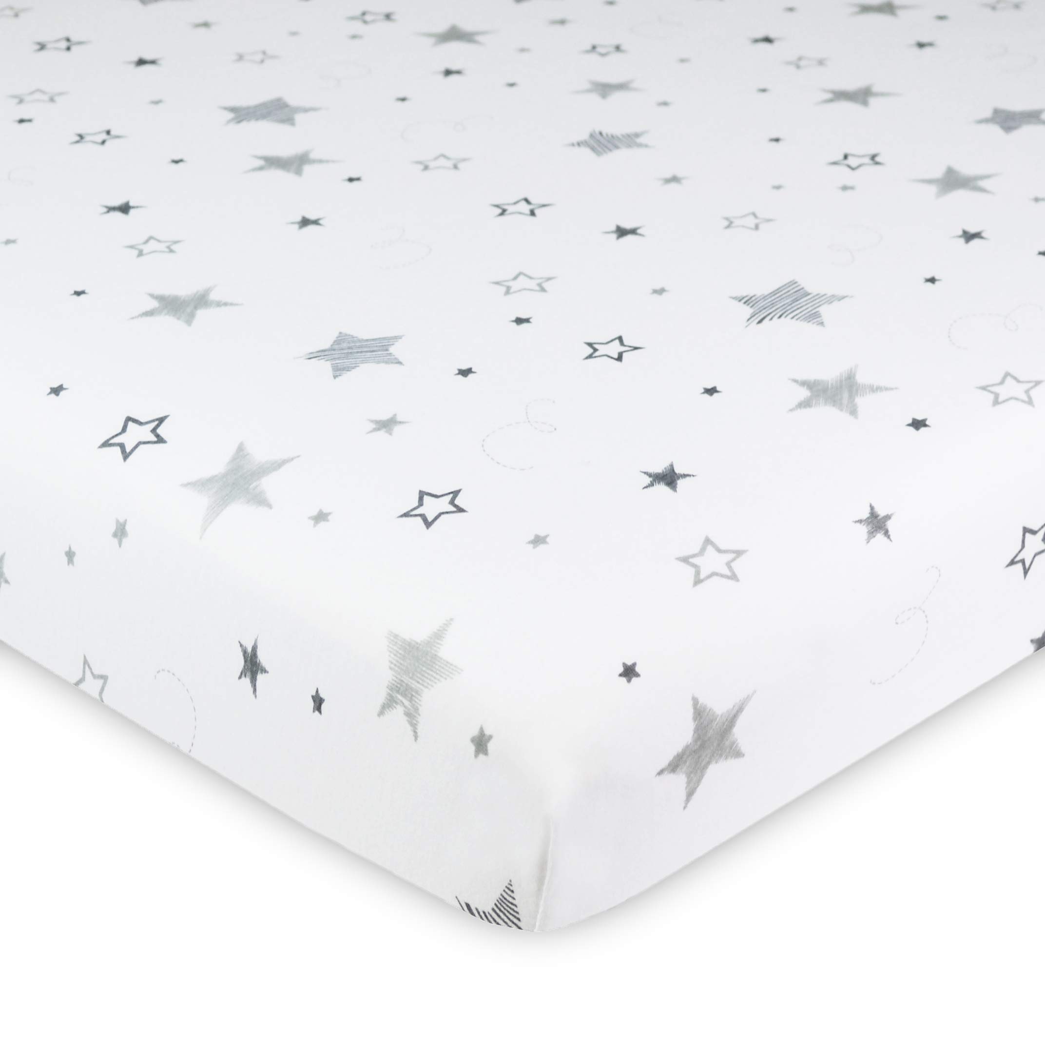 American Baby Company Printed 100% Natural Cotton Value Jersey Knit Fitted Pack N Play Playard Sheet, Super Stars, Soft Breathable, for Boys and Girls , 27 x 39 Inch (Pack of 1)