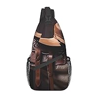 Horse Saddle with a Cowboy Hat Wild Sling Bag Lightweight Crossbody Bag Shoulder Bag Chest Bag Travel Backpack for Women Men