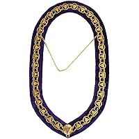 Masonic 33 Degree Chain Collar - Gold/Silver on Purple