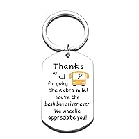 Bus Driver Appreciation Gifts for Women Men School Bus Driver Retirement Gifts Thank You Keychain Mini Trucker Driver Memorial Gifts from Teacher Back to School Last Day of School Christmas Birthday