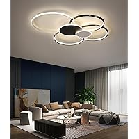 Hsyyz LED Ceiling Light Dimmable Modern Ceiling Light Living Room Ceiling Light Metal Acrylic Pendant Light with Remote Control for Living Room Bedroom Kitchen Dining Room (80 cm, White + Black)