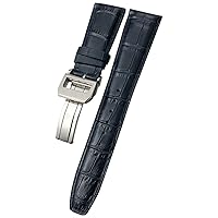20mm 21mm 22mm Cowhide Watch Band Replacement for IWC Portugieser Porotfino Family 'S Watches Strap Folding Buckle (Band Color : Blue Silver Clasp 1, Band Width : 22mm)