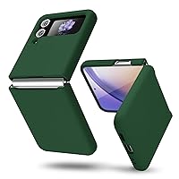 oakxco for Samsung Galaxy Z Flip 4 Phone Case Liquid Silicone, Cute Thin Slim Soft Rubber TPU Plain Smooth Gel Cover for Women Girl Aesthetic, Matte Solid Protective & Shockproof, Dark Forest Green