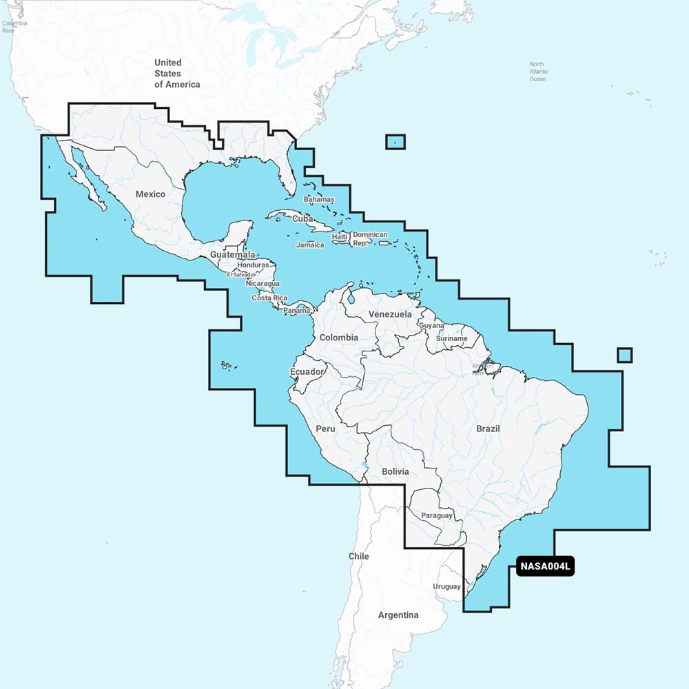 Navionics Marine Cartography; Mexico, Caribbean to Brazil, Black
