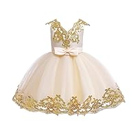 IMEKIS Flower Girl Dress Sequin Bowknot Tutu Gowns Princess Wedding Bridesmaid Birthday Formal Pageant Dresses for Kid 6M-11T