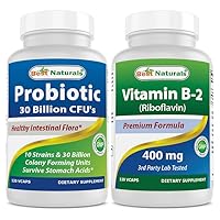 Probiotic 10 Strains & 30 Billion CFU & Vitamin B2 (Riboflavin) 400mg