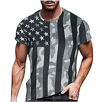 Mens 4th of July Independence Day Shirt Patriotic Casual T-Shirt for Men Baggy Short Sleeve Shirts Summer Soft Tees