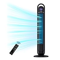 Tower Fan with Remote, G-Ocean 45 Inch Oscillating Fan, Bladeless Fans with 24H Timer, 3 Speeds, 3 Modes, LED Display, Cooling Standing Floor Fan for Bedroom Living Room Home Office, Meteorolite Black