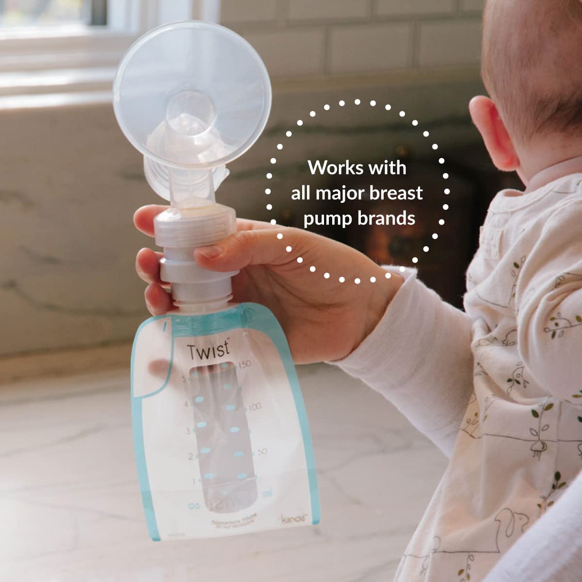 Kiinde Twist Milk Storage Bag Breast Pump and Baby Bottle Direct Pump Adapter Kit for All Major Breast Pump Brands, Leak-Free, Transfer-Free Pumping Directly Into Bag, Multi-Pack