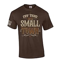 Try That in A Small Town Cow Skull Country Music Mens Short Sleeve T-Shirt Graphic Tee