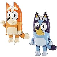 Toyland® Pack Of 2-32 Inch Bluey Foil Balloons - 1 x Bluey & 1 x Bingo Shaped Character Foil Balloons
