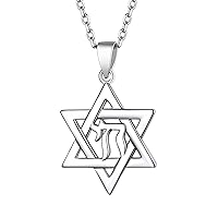 Suplight 925 Sterling Silver Star of David Hebrew Pendant Necklace with Jewish Token Jewish Jewelry for Women Men (with Gift)
