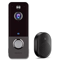 Doorbell Camera Wireless, Video Doorbell with Chime,Cloud Storage,Human Motion Detection, Real time,2-Way Audio, Night Vision, IP65, 166°Wide Angle