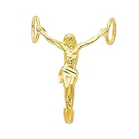 14K Yellow Gold Religious Jesus Christ Body Pendant - Crucifix Charm Polish Finish - Handmade Spiritual Symbol - Gold Stamped Fine Jewelry - Great Gift for Men & Women for Occasions, 20 x 15 mm, 0.8 gms