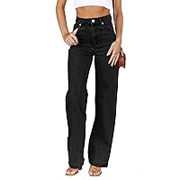 Womens Jeans Mid Waisted Straight Leg Loose Stretchy Lightweight Tummy Control Trendy Jeans for Women 2024