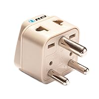 OREI USA to India Plug Adapter - Type D Plug Adapter - 2 in 1 - CE Certified - RoHS Compliant - Beige (DB-10)
