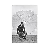 Posters Old Military Paratrooper Poster Old Black and White Poster Veteran Hobbyist Gift Canvas Art Posters Painting Pictures Wall Art Prints Wall Decor for Bedroom Home Office Decor Party Gifts 16x