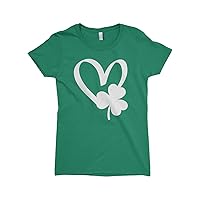 Threadrock Girls St Patricks Day Shamrock Heart Fitted T-Shirt
