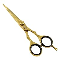 Professional Hair Cutting Scissors - Zeepk Stainless Steel Salon Barber Haircut Scissor (5.5 Inch) - Adjustable Tension Screw - Shears for Men Women Kids Pet Dog Grooming Shear Gold