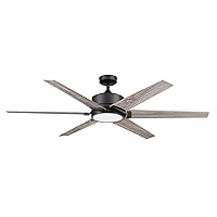 Honeywell Ceiling Fans Talbert, 62 Inch Ceiling Fan with Color Changing LED Light, Remote Control, Dual Mounting Options, 6 Dual Finish Blades, Reversible Airflow - 51851-01 (Matte Black)