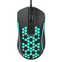 Gaming Mouse Wired, Ultra-Lightweight Honeycomb Computer Mice with RGB Backlit, 3600 Adjustable DPI USB Computer Mouse for Windows PC & Laptop Gamers