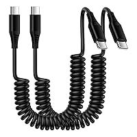Retractable USB C Cable, 2Pack 3ft Coiled USB-C to Type C Fast Charge Cord for Car, USB-C Charging Cable for iPhone 15/15 Pro Max, Pixel 8 7 Pro 7a 6 5 4 XL,Samsung Galaxy S24 S23 Ultra S22 A54 A14 5G