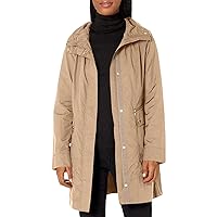 womens Packable Hooded Rain Jacket With Bow
