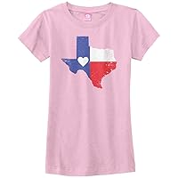 Threadrock Big Girls' Texas State Flag with Heart Fitted T-Shirt