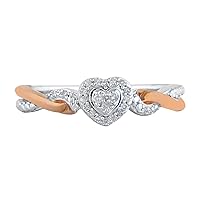 0.10 Cttw Diamond Heart Promise Ring in 925 Sterling Silver