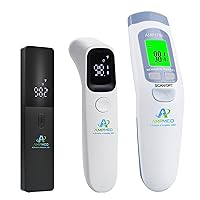 Amplim W1 W2 AMP1906 Non-Contact Touchless Infrared Digital Forehead Thermometer Bundle for Adults and Babies
