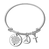 Stainless Steel Baptism Bracelet for Girl Women Teens Religious Christian Gift First Communion