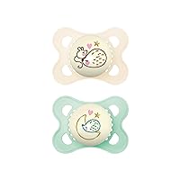 MAM Night Pacifiers (2 Pacifiers & Sterilizing Box), MAM Pacifiers 0-6 Months, Best Pacifier for Breastfed Babies, Unisex, Glow in the Dark Pacifier