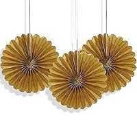 Gold Solid Tissue Paper Fans - 6