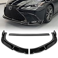 Q1-TECH, Front Bumper Lip fit for Compatible with 2019 - 2021 Lexus ES350 ES300H , Front Bumper Lip Spoiler Air Chin Body Kit Splitter, Painted Glossy Black ABS, 2020 (Sport-Style)