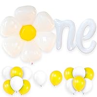 Huge 21 Pieces, White One Balloon for First Birthday Set - Giant 45 Inch, Daisy Balloons | 1 Balloon for First Birthday Decorations | Daisy Party Decorations | Flower Balloons,Groovy Party Decorations
