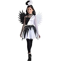 Twisted Angel Costume - Girls, Small (4-6) - Stylish Black & White Outfit Perfect For Halloween, Parties & More - 1 Set