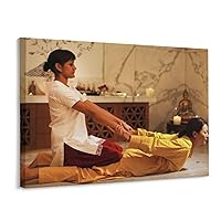 Posters Thai Massage Poster Spa Salon Thai Wellness Relaxation Poster Canvas Art Poster Picture Modern Office Family Bedroom Living Room Decorative Gift Wall Decor 20x26inch(51x66cm) Frame-Style