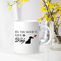 Ceramic Coffee Tea Cups Dog Dad Gifts For Men 11 Ounce White Pet Dog Silhouette Strong New Home Owner Gift for Coffee Tea Hot Chocolate Milk Wine