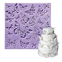 Anyana Fondant Impression Mats square fondant impression lace butterfly mould Silicone imprint mold Cake Decorating Supplies for Cupcake Wedding Cake topper Decoration