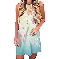 Dress for Cruise Wear for Women 2024 Floral Halter Sundresses Sexy Casual Sleeveless Summer Beach Vacation Dresses