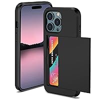 Compatible with iPhone 15 Pro Max Wallet Case with Credit Card Holder Hidden Card Slot Slim Shockproof Protective Hard Cover for Women Man, Black