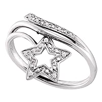 The Diamond Deal 10kt White Gold Womens Round Diamond Star Bypass Band Ring .03 Cttw